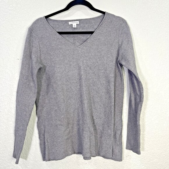 Croft & Barrow Sweater Top Womens M Ribbed V Neck Pullover Casual Career Cozy - Picture 1 of 7